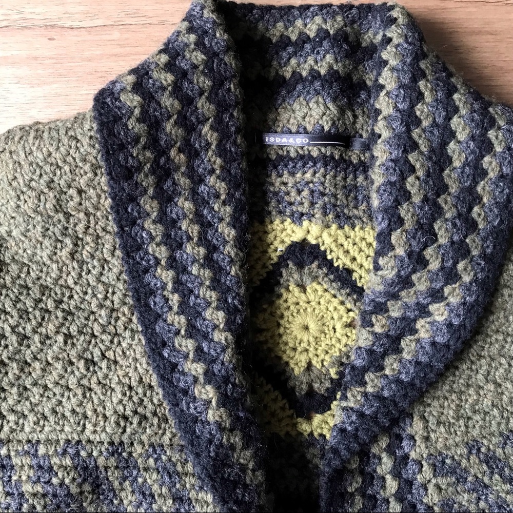 Cottagecore Patchwork Sweater Green Black Medium - image 5